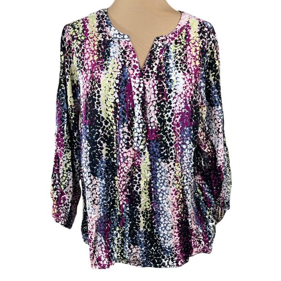Philosophy Tunic Top Blouse Purple Pink Yellow Size 1X Viscose - Picture 1 of 8